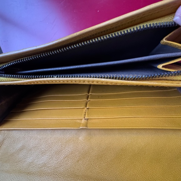 Bottega Veneta Yellow Intrecciato Woven Leather Long Wallet Hand Painted Upcycle - Picture 7 of 16